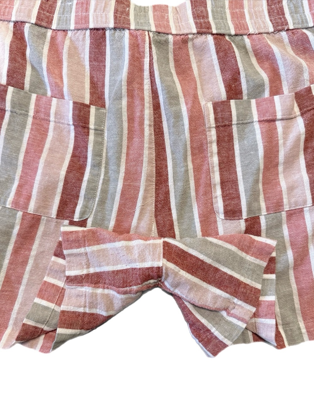 Sonoma Pink, White & Rust Red Striped Elastic Waist Linen Blend Shorts Size XXL - Picture 7 of 10